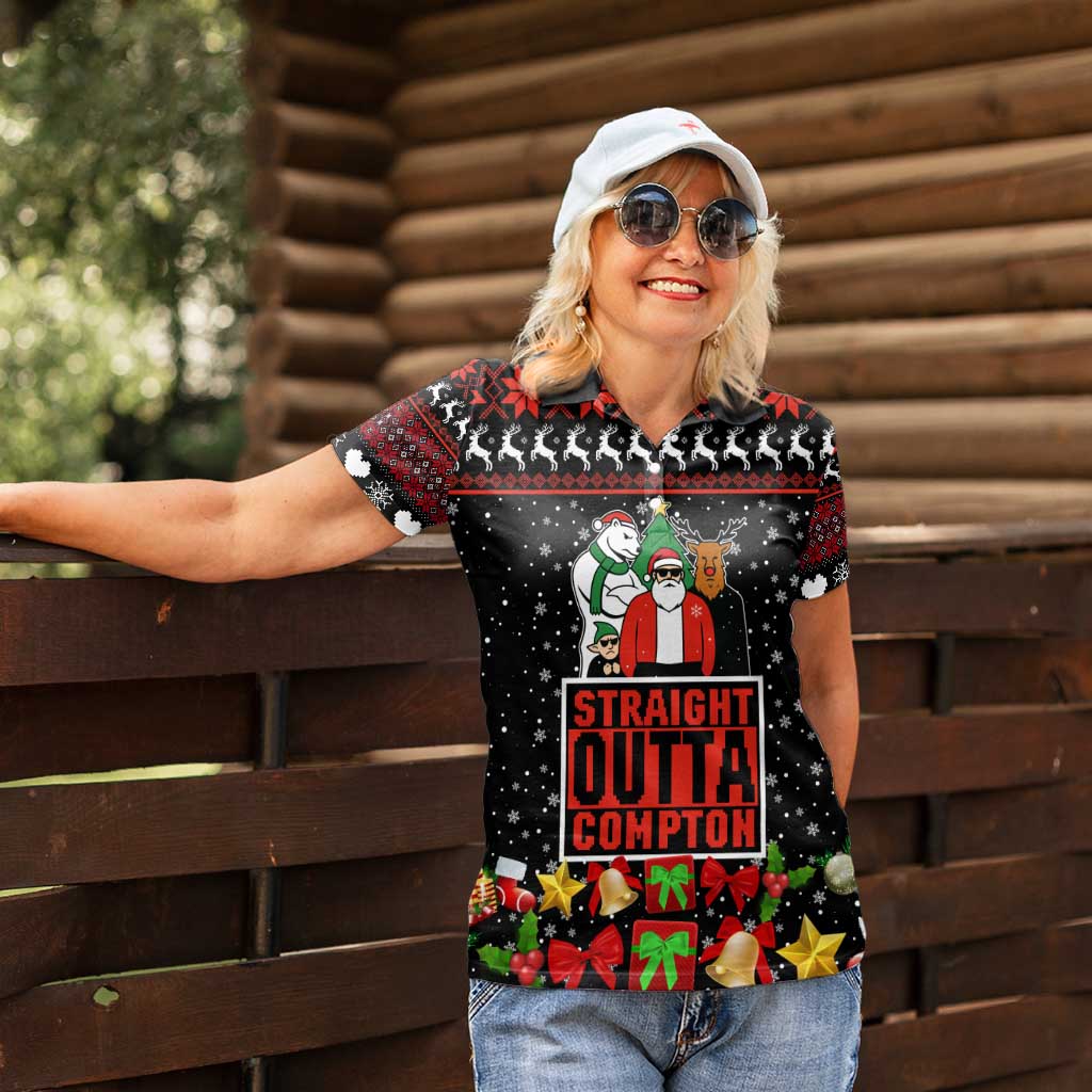 Christmas Straight Outta Gangsta Claus Women Polo Shirt Xmas Holiday Patterns - Wonder Print Shop
