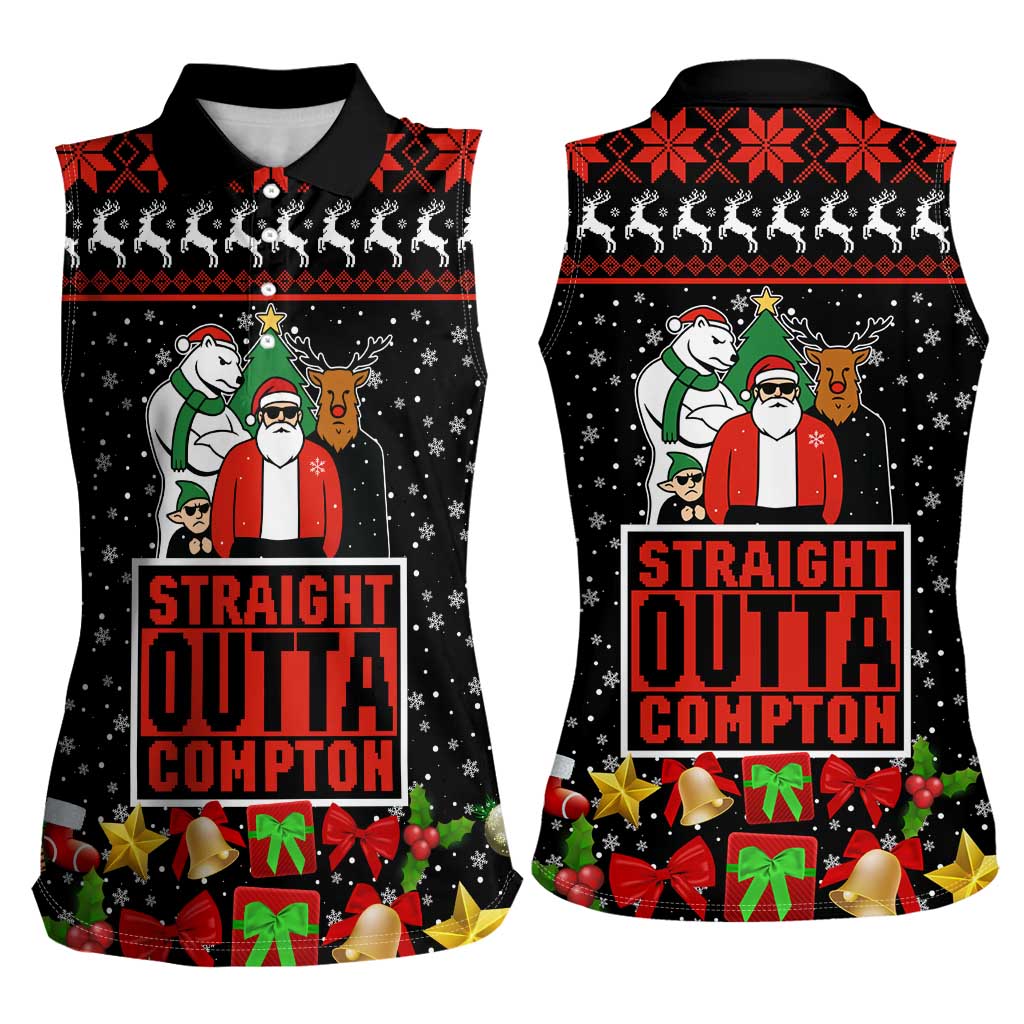 Christmas Straight Outta Gangsta Claus Women Sleeveless Polo Shirt Xmas Holiday Patterns - Wonder Print Shop