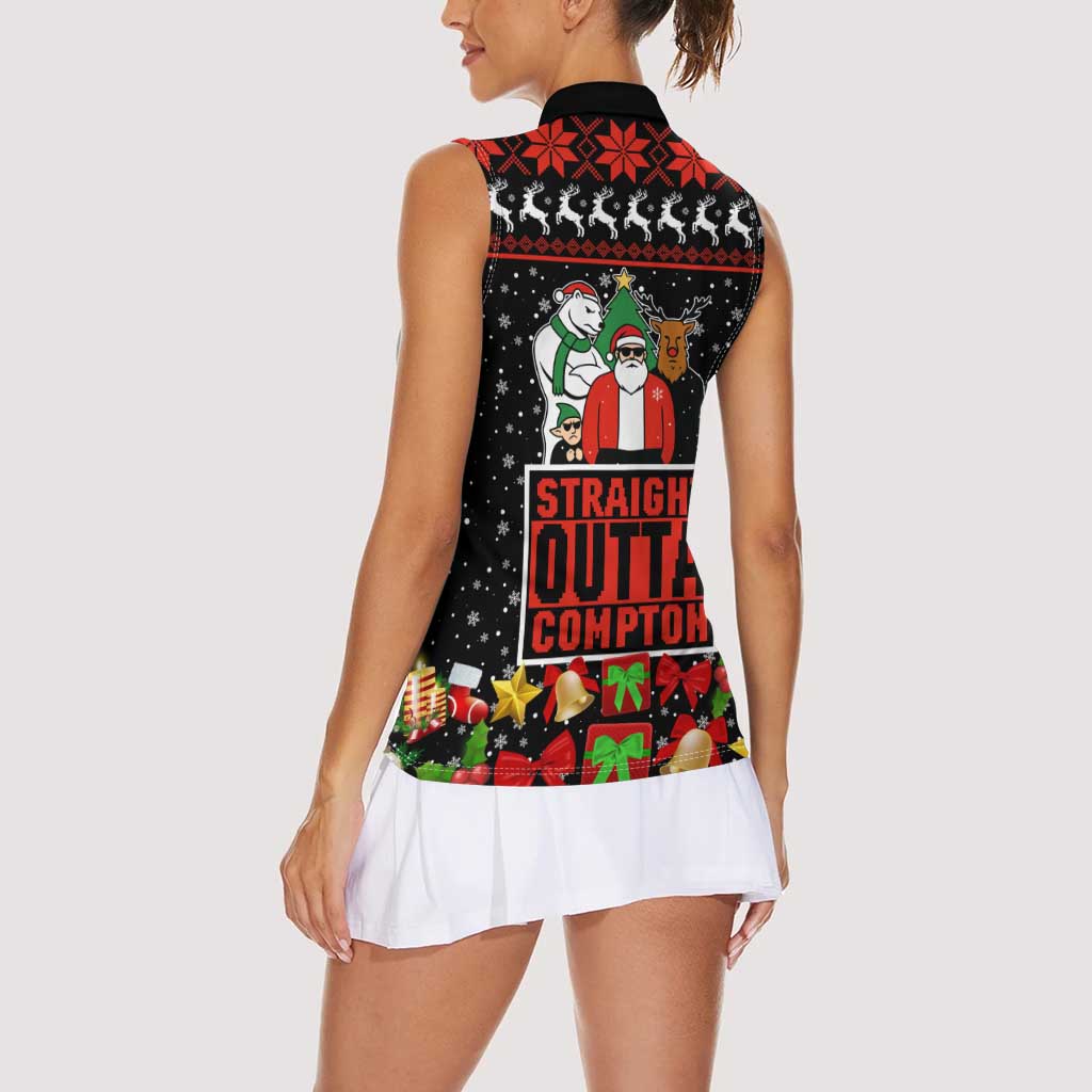 Christmas Straight Outta Gangsta Claus Women Sleeveless Polo Shirt Xmas Holiday Patterns - Wonder Print Shop