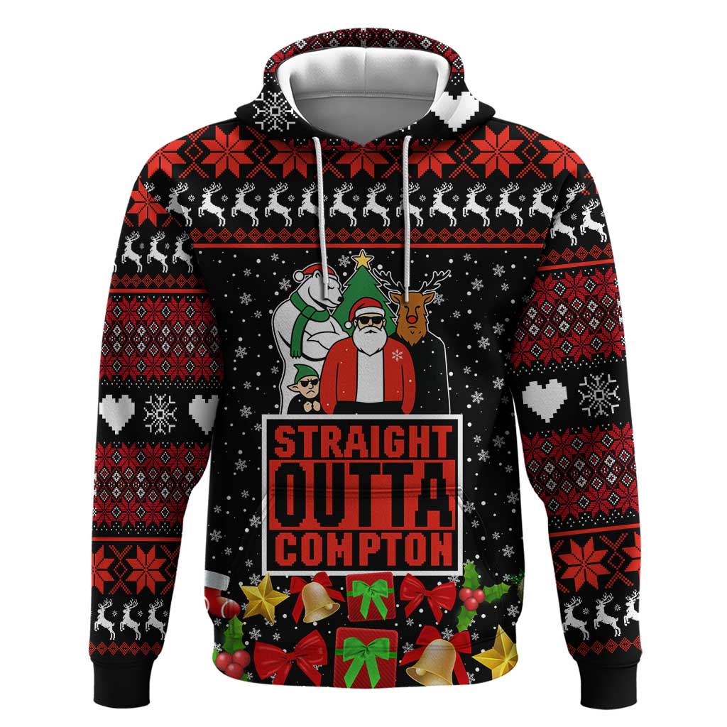 Christmas Straight Outta Gangsta Claus Zip Hoodie Xmas Holiday Patterns - Wonder Print Shop