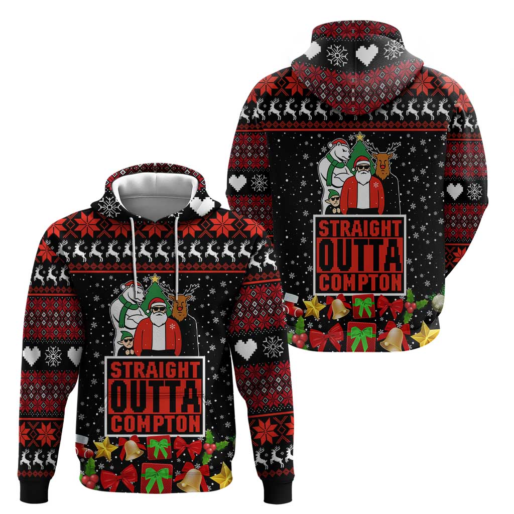 Christmas Straight Outta Gangsta Claus Zip Hoodie Xmas Holiday Patterns - Wonder Print Shop