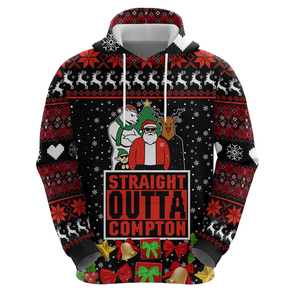 Christmas Straight Outta Gangsta Claus Zip Hoodie Xmas Holiday Patterns - Wonder Print Shop