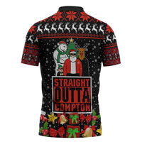 Christmas Straight Outta Gangsta Claus Zipper Polo Shirt Xmas Holiday Patterns - Wonder Print Shop