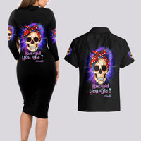 But Did You Die Mom Life Purple Messy Bun Couples Matching Long Sleeve Bodycon Dress and Hawaiian Shirt - Wonder Print Shop