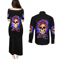 But Did You Die Mom Life Purple Messy Bun Couples Matching Puletasi Dress and Long Sleeve Button Shirt - Wonder Print Shop
