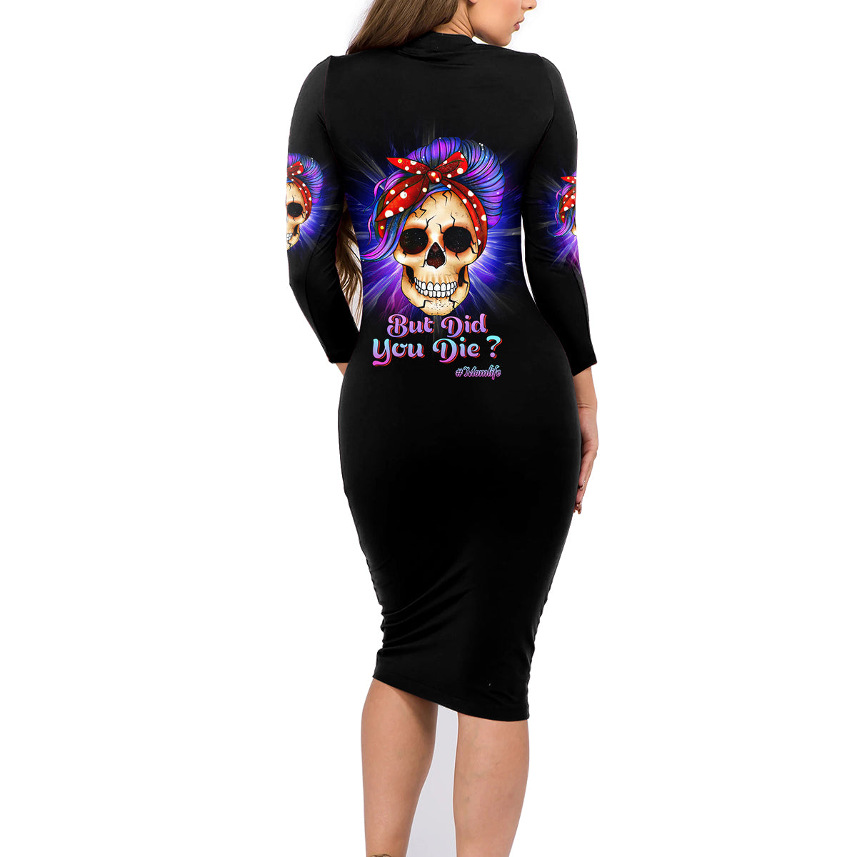 But Did You Die Mom Life Purple Messy Bun Family Matching Long Sleeve Bodycon Dress and Hawaiian Shirt - Wonder Print Shop