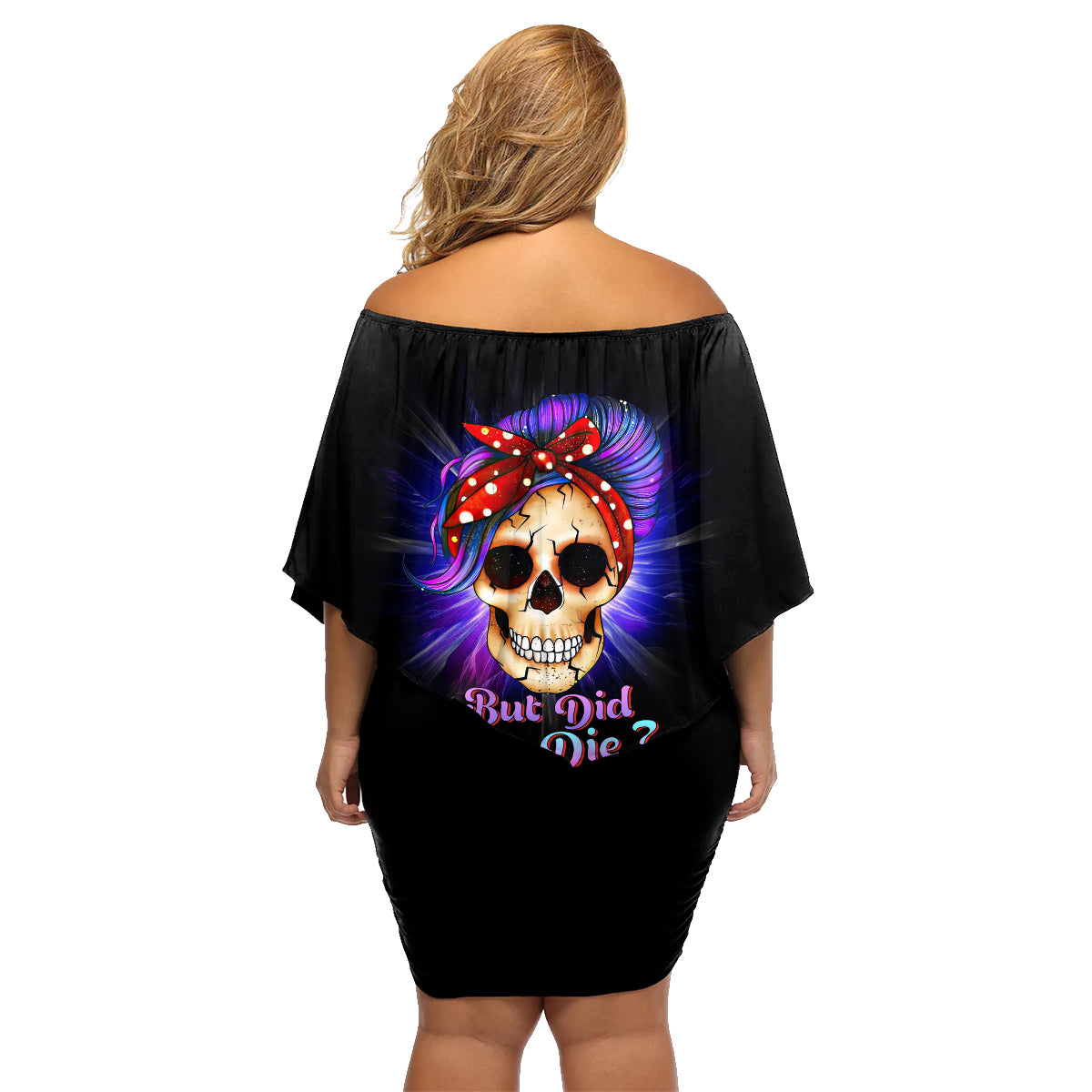 But Did You Die Mom Life Purple Messy Bun Family Matching Off Shoulder Short Dress and Hawaiian Shirt - Wonder Print Shop