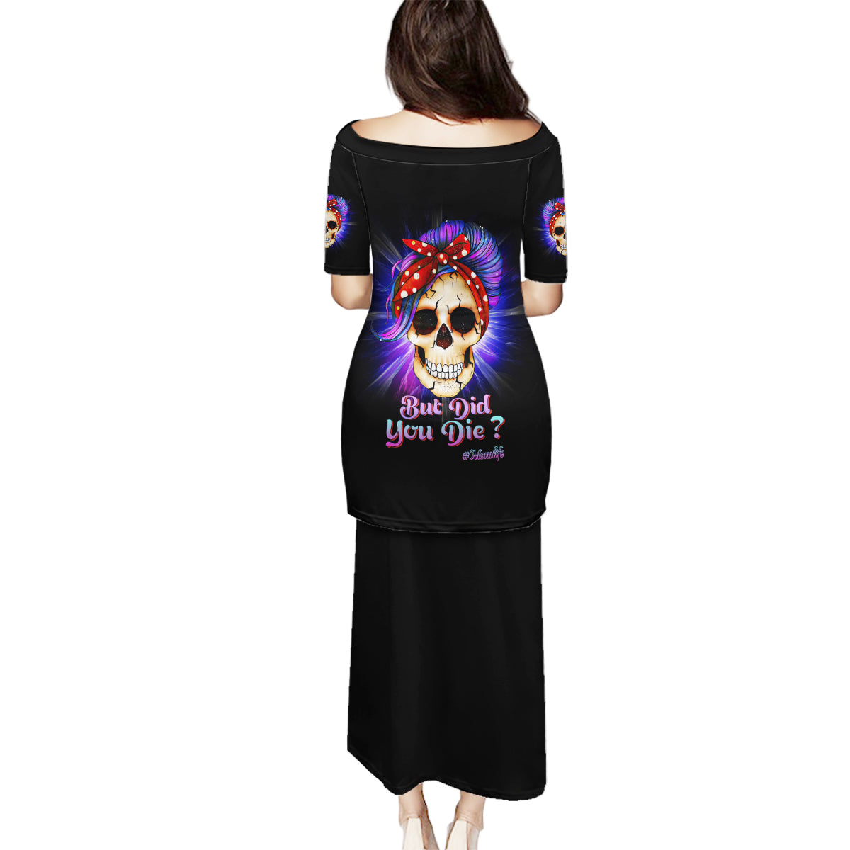 But Did You Die Mom Life Purple Messy Bun Family Matching Puletasi Dress and Hawaiian Shirt - Wonder Print Shop