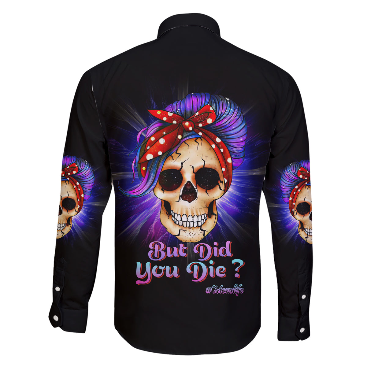 But Did You Die Mom Life Purple Messy Bun Family Matching Short Sleeve Bodycon Dress and Hawaiian Shirt - Wonder Print Shop