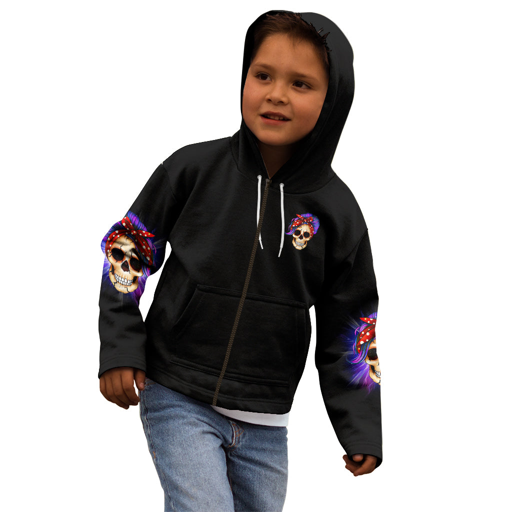 But Did You Die Mom Life Purple Messy Bun Kid Hoodie - Wonder Print Shop