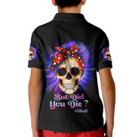 But Did You Die Mom Life Purple Messy Bun Kid Polo Shirt - Wonder Print Shop