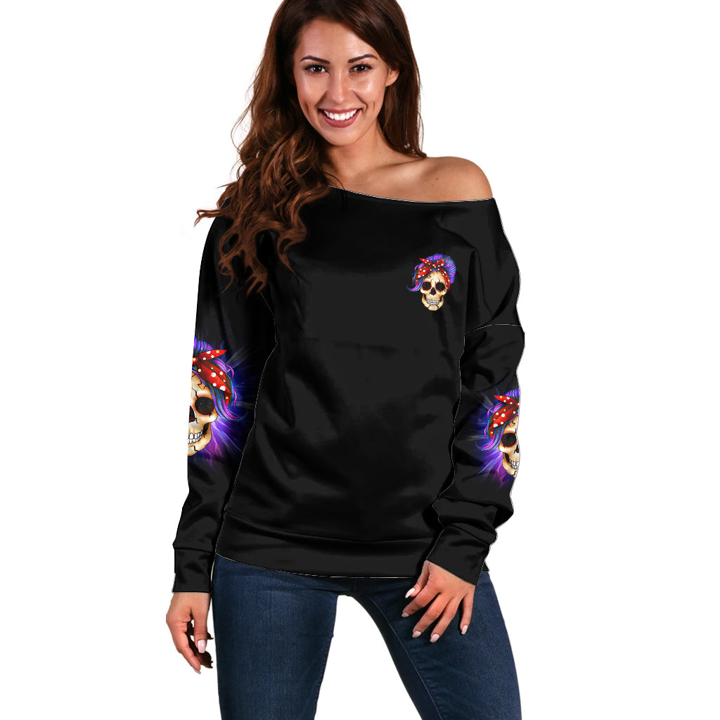 But Did You Die Mom Life Purple Messy Bun Off Shoulder Sweater - Wonder Print Shop