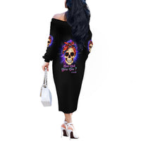 But Did You Die Mom Life Purple Messy Bun Off The Shoulder Long Sleeve Dress - Wonder Print Shop