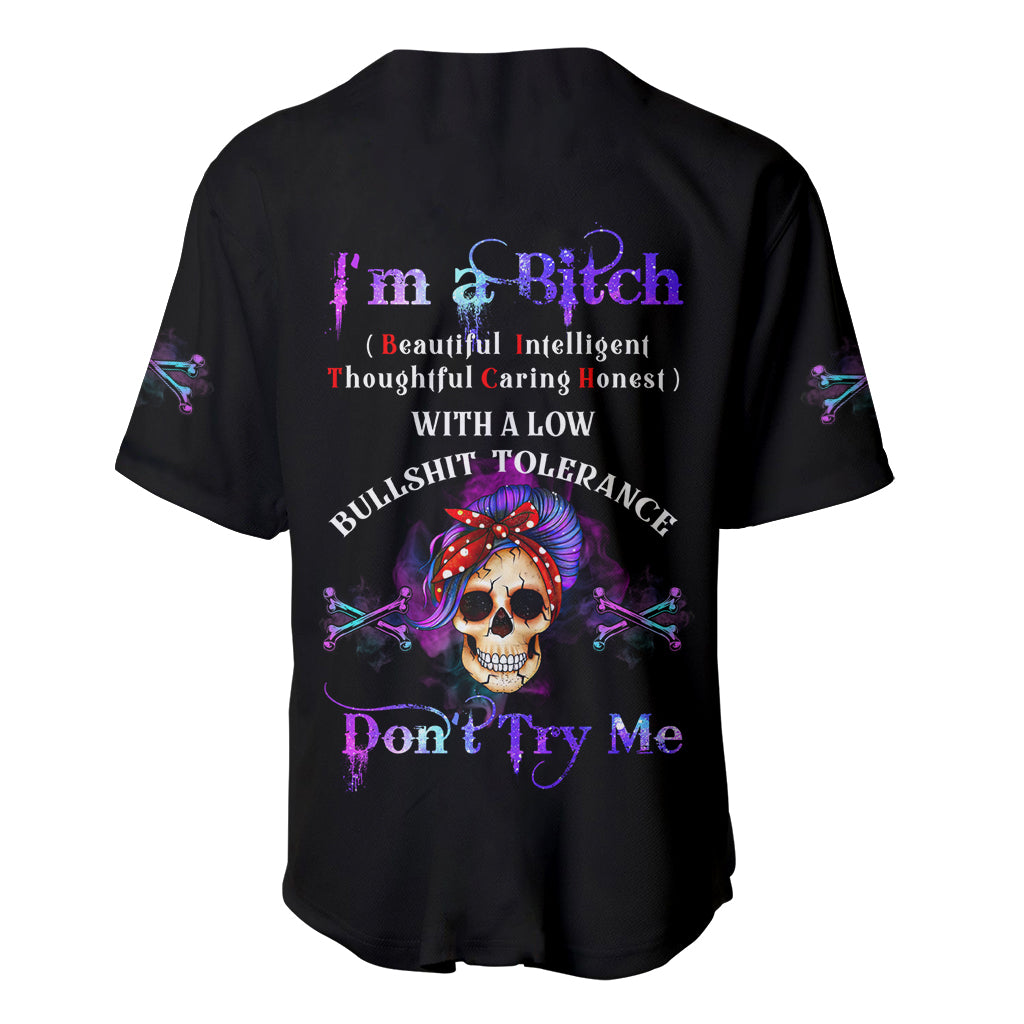 I'm A B Don't Try Me - Bullshit Tolerange Baseball Jersey - Wonder Print Shop