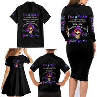 I'm A B Don't Try Me - Bullshit Tolerange Family Matching Long Sleeve Bodycon Dress and Hawaiian Shirt - Wonder Print Shop