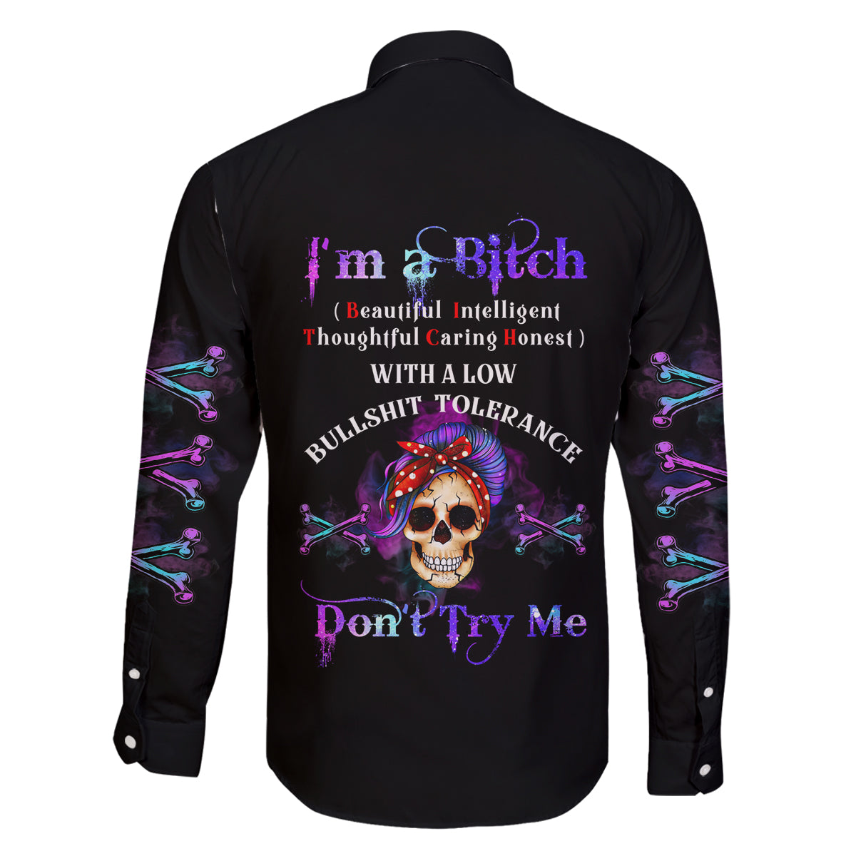 I'm A B Don't Try Me - Bullshit Tolerange Family Matching Off Shoulder Short Dress and Hawaiian Shirt - Wonder Print Shop