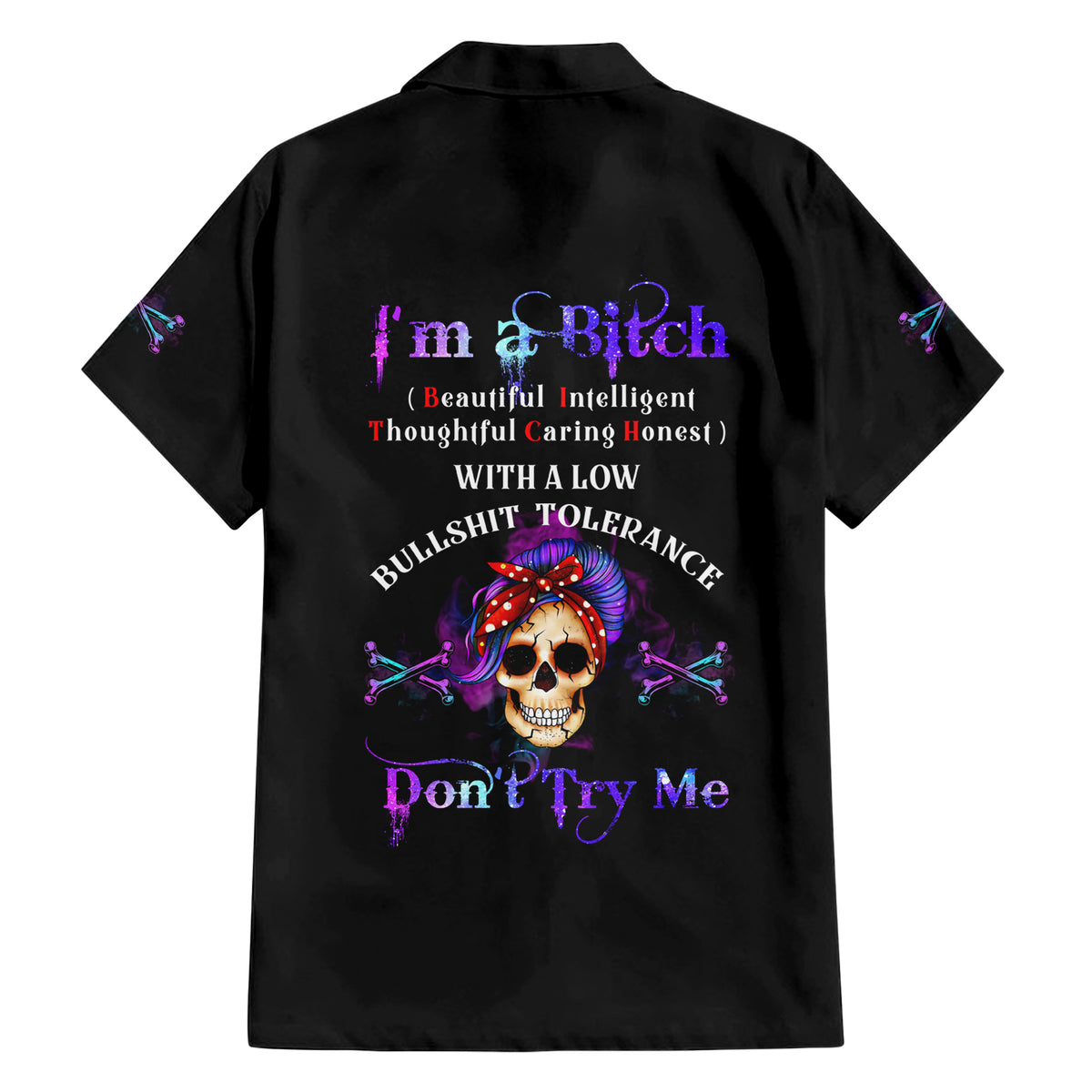 I'm A B Don't Try Me - Bullshit Tolerange Family Matching Short Sleeve Bodycon Dress and Hawaiian Shirt - Wonder Print Shop