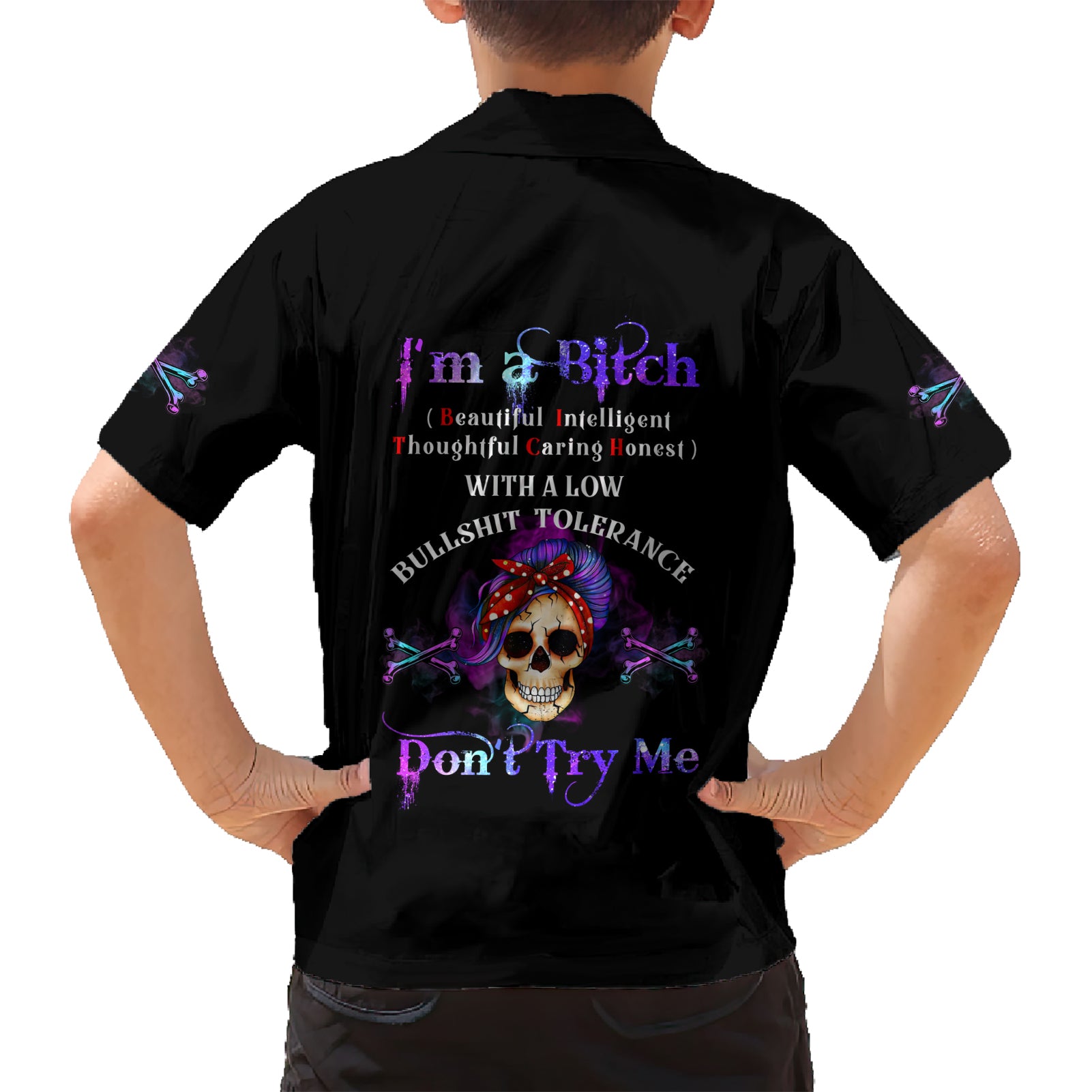 I'm A B Don't Try Me - Bullshit Tolerange Kid Hawaiian Shirt - Wonder Print Shop