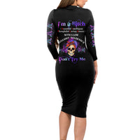 I'm A B Don't Try Me - Bullshit Tolerange Long Sleeve Bodycon Dress - Wonder Print Shop