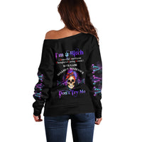 I'm A B Don't Try Me - Bullshit Tolerange Off Shoulder Sweater - Wonder Print Shop