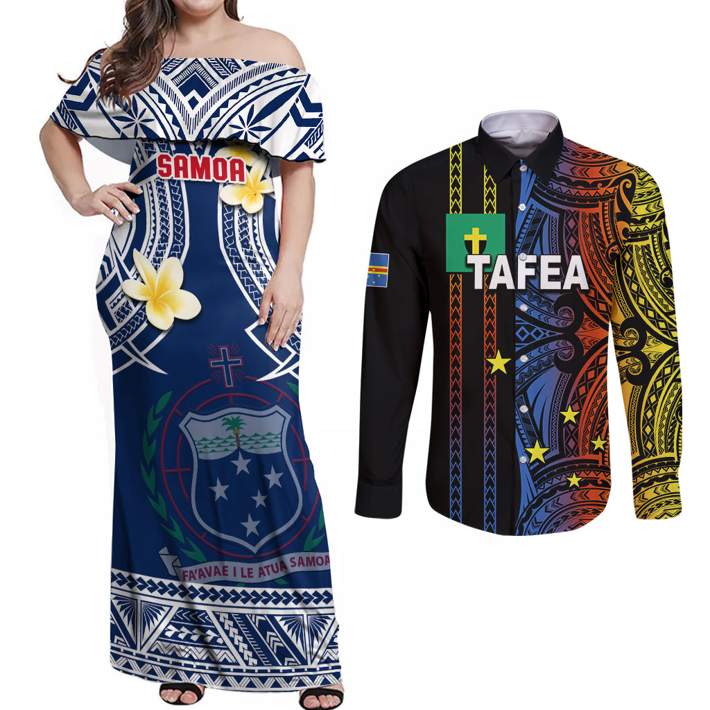 Warning Kinda Crazy Messy Bun Skull Couples Matching Off Shoulder Maxi Dress and Long Sleeve Button Shirt - Wonder Print Shop