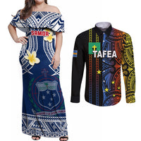 Warning Kinda Crazy Messy Bun Skull Couples Matching Off Shoulder Maxi Dress and Long Sleeve Button Shirt - Wonder Print Shop