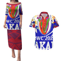 Warning Kinda Crazy Messy Bun Skull Couples Matching Puletasi Dress and Hawaiian Shirt - Wonder Print Shop