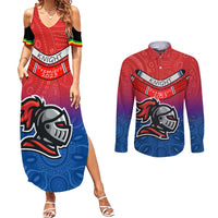 Warning Kinda Crazy Messy Bun Skull Couples Matching Summer Maxi Dress and Long Sleeve Button Shirt - Wonder Print Shop