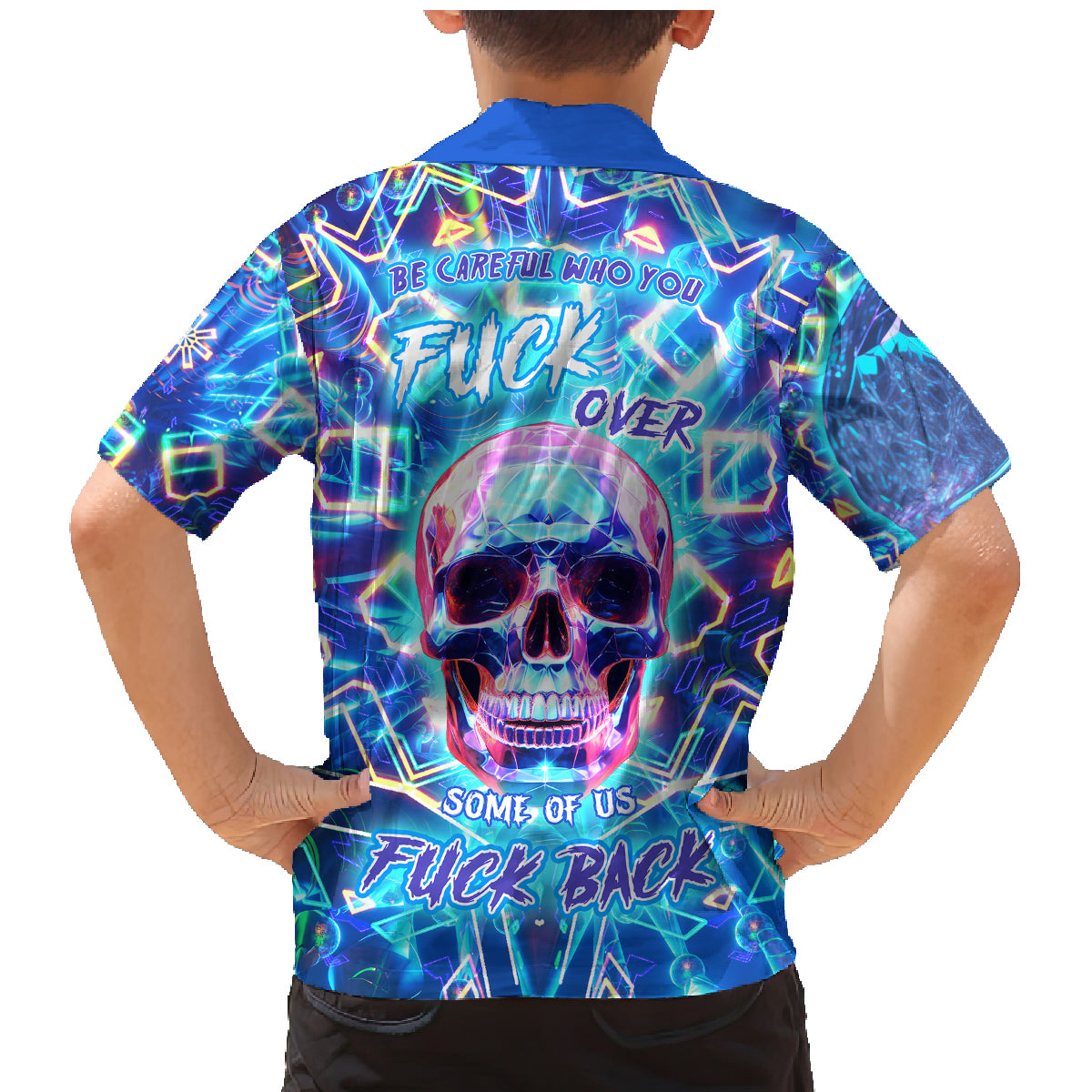 Warning Kinda Crazy Messy Bun Skull Family Matching Mermaid Dress and Hawaiian Shirt - Wonder Print Shop