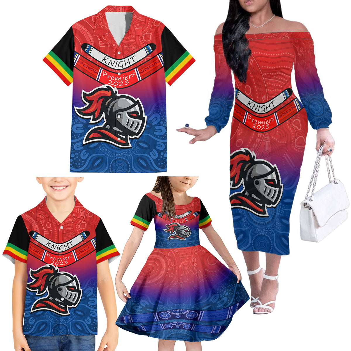 Warning Kinda Crazy Messy Bun Skull Family Matching Off Shoulder Long Sleeve Dress and Hawaiian Shirt - Wonder Print Shop