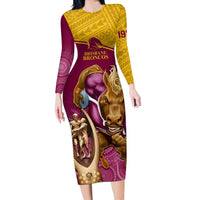 Warning Kinda Crazy Messy Bun Skull Long Sleeve Bodycon Dress - Wonder Print Shop