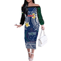 Warning Kinda Crazy Messy Bun Skull Off The Shoulder Long Sleeve Dress - Wonder Print Shop