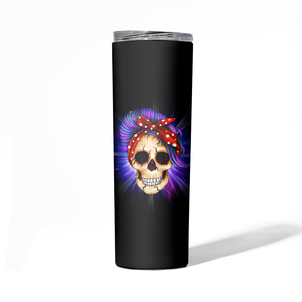 Warning Kinda Crazy Messy Bun Skull Skinny Tumbler - Wonder Print Shop