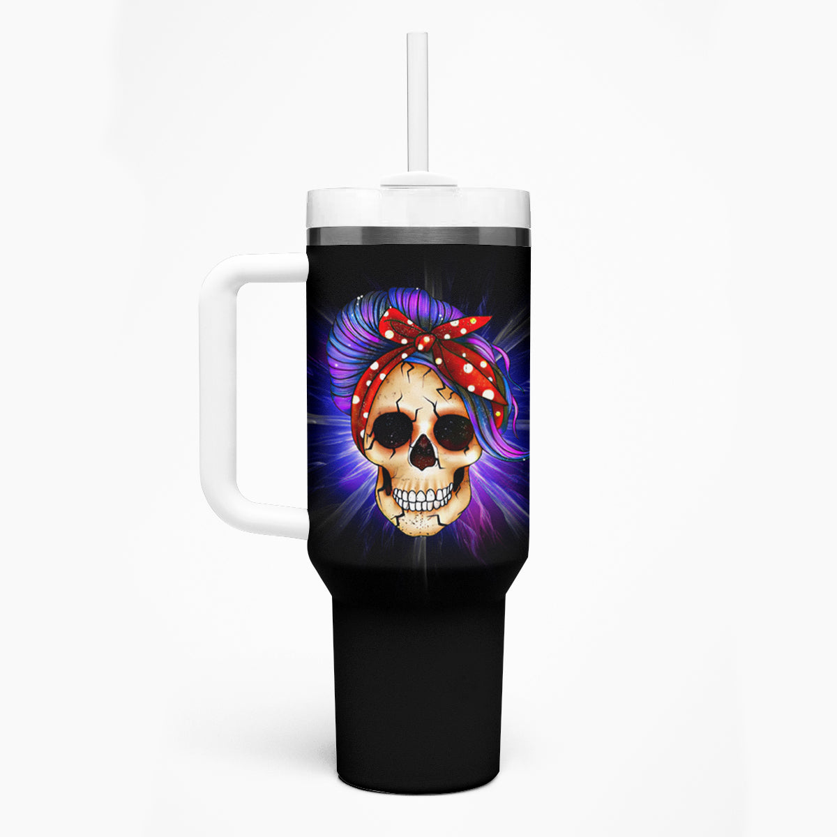 Warning Kinda Crazy Messy Bun Skull Tumbler With Handle - Wonder Print Shop
