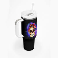 Warning Kinda Crazy Messy Bun Skull Tumbler With Handle - Wonder Print Shop