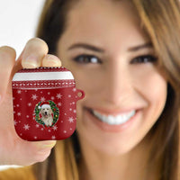 Golden Retriever Christmas AirPods Case with Santa Hat Wreath and Snowflake Design - Wonder Print Shop