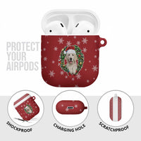 Golden Retriever Christmas AirPods Case with Santa Hat Wreath and Snowflake Design - Wonder Print Shop