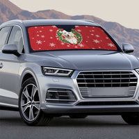 Golden Retriever Christmas Auto Sun Shade with Santa Hat Wreath and Snowflake Design - Wonder Print Shop