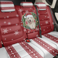 Golden Retriever Christmas Back Car Seat Cover with Santa Hat Wreath and Snowflake Design - Wonder Print Shop