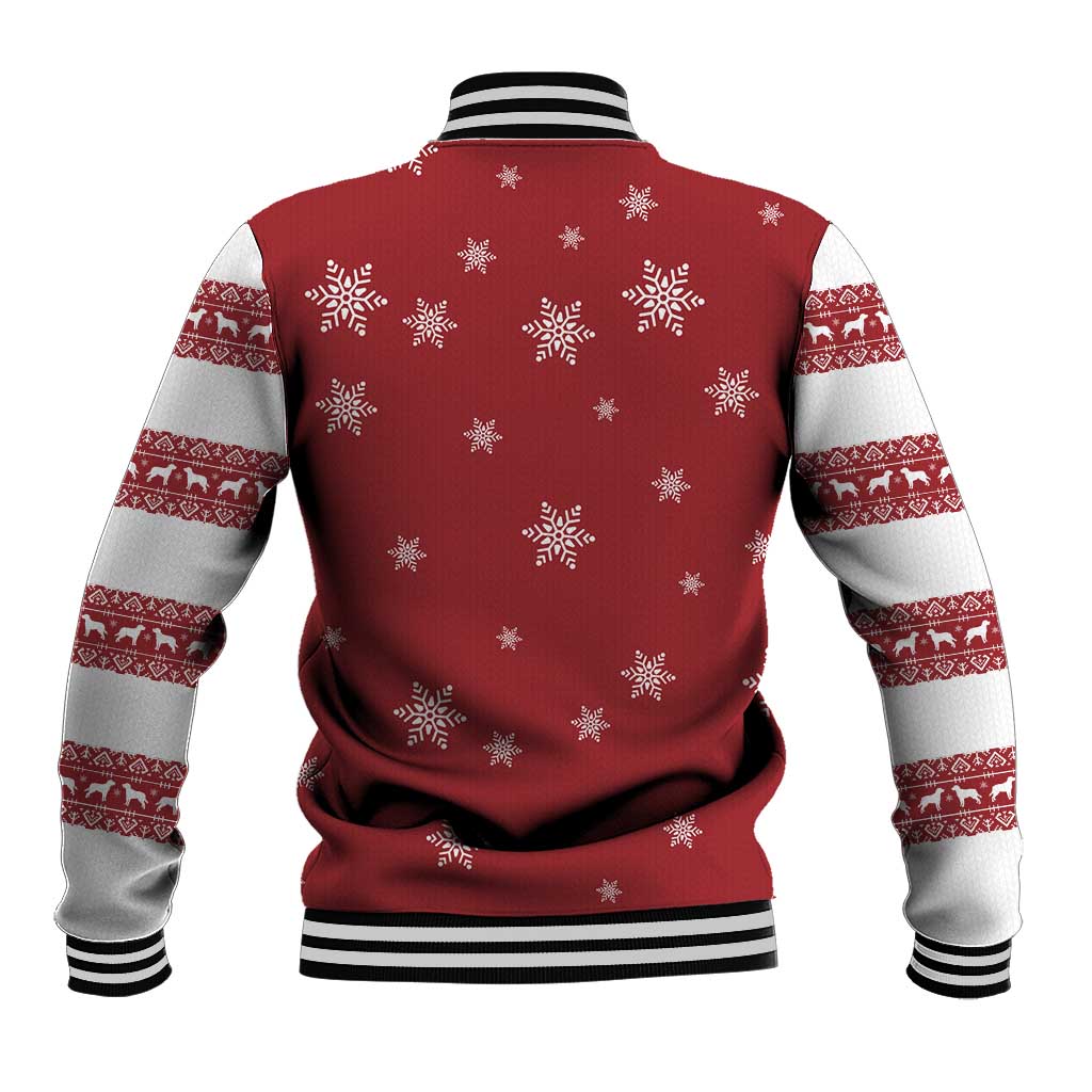 Golden Retriever Christmas Baseball Jacket with Santa Hat Wreath and Snowflake Design - Wonder Print Shop