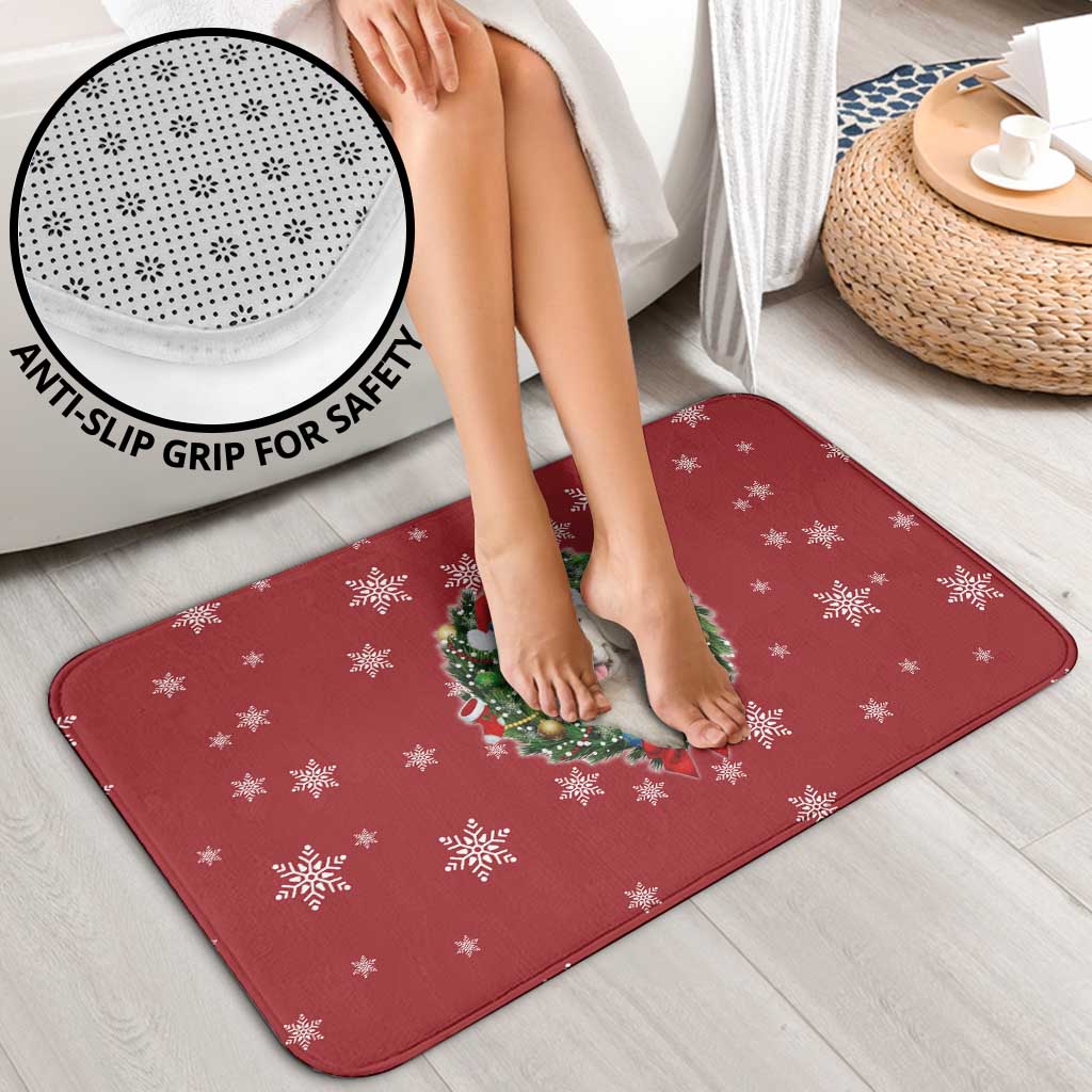 Golden Retriever Christmas Bathroom Set with Santa Hat Wreath and Snowflake Design - Wonder Print Shop