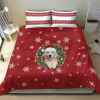Golden Retriever Christmas Bedding Set with Santa Hat Wreath and Snowflake Design - Wonder Print Shop