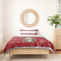 Golden Retriever Christmas Bedding Set with Santa Hat Wreath and Snowflake Design - Wonder Print Shop