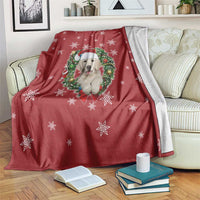 Golden Retriever Christmas Blanket with Santa Hat Wreath and Snowflake Design - Wonder Print Shop