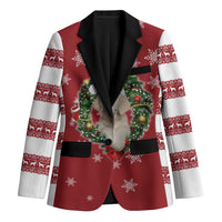 Golden Retriever Christmas Blazer with Santa Hat Wreath and Snowflake Design - Wonder Print Shop