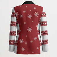 Golden Retriever Christmas Blazer with Santa Hat Wreath and Snowflake Design - Wonder Print Shop