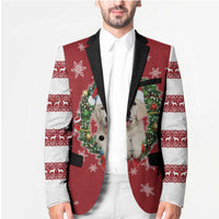 Golden Retriever Christmas Blazer with Santa Hat Wreath and Snowflake Design - Wonder Print Shop