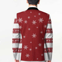 Golden Retriever Christmas Blazer with Santa Hat Wreath and Snowflake Design - Wonder Print Shop