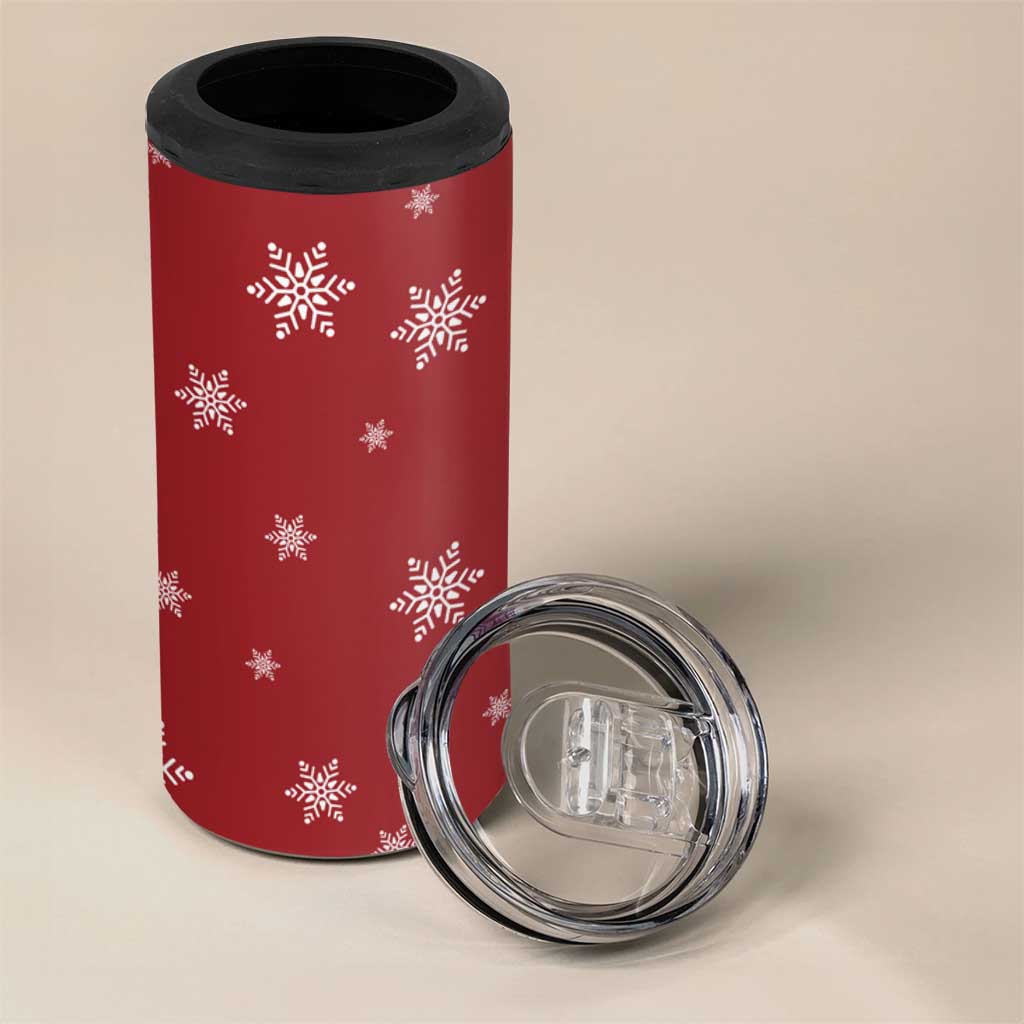 Golden Retriever Christmas 4 in 1 Can Cooler Tumbler with Santa Hat Wreath and Snowflake Design - Wonder Print Shop