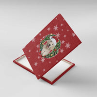 Golden Retriever Christmas Canvas Wall Art with Santa Hat Wreath and Snowflake Design - Wonder Print Shop